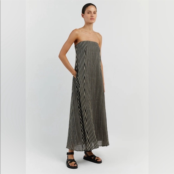 RORY BLACK LINEN MIDI DRESS - Picture 5 of 8